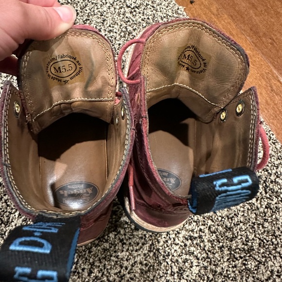 john Fluevog 7th Heaven 6 eyelet derby swirl boots burgundy size 7.5! - Picture 8 of 14